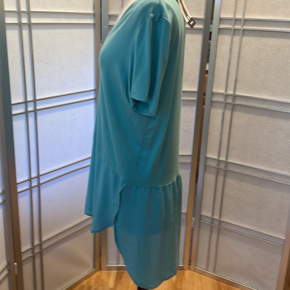 * Premise Sea Foam Green Short Sleeved Blouse V-neck High/Low Size M NWT - Picture 4 of 5